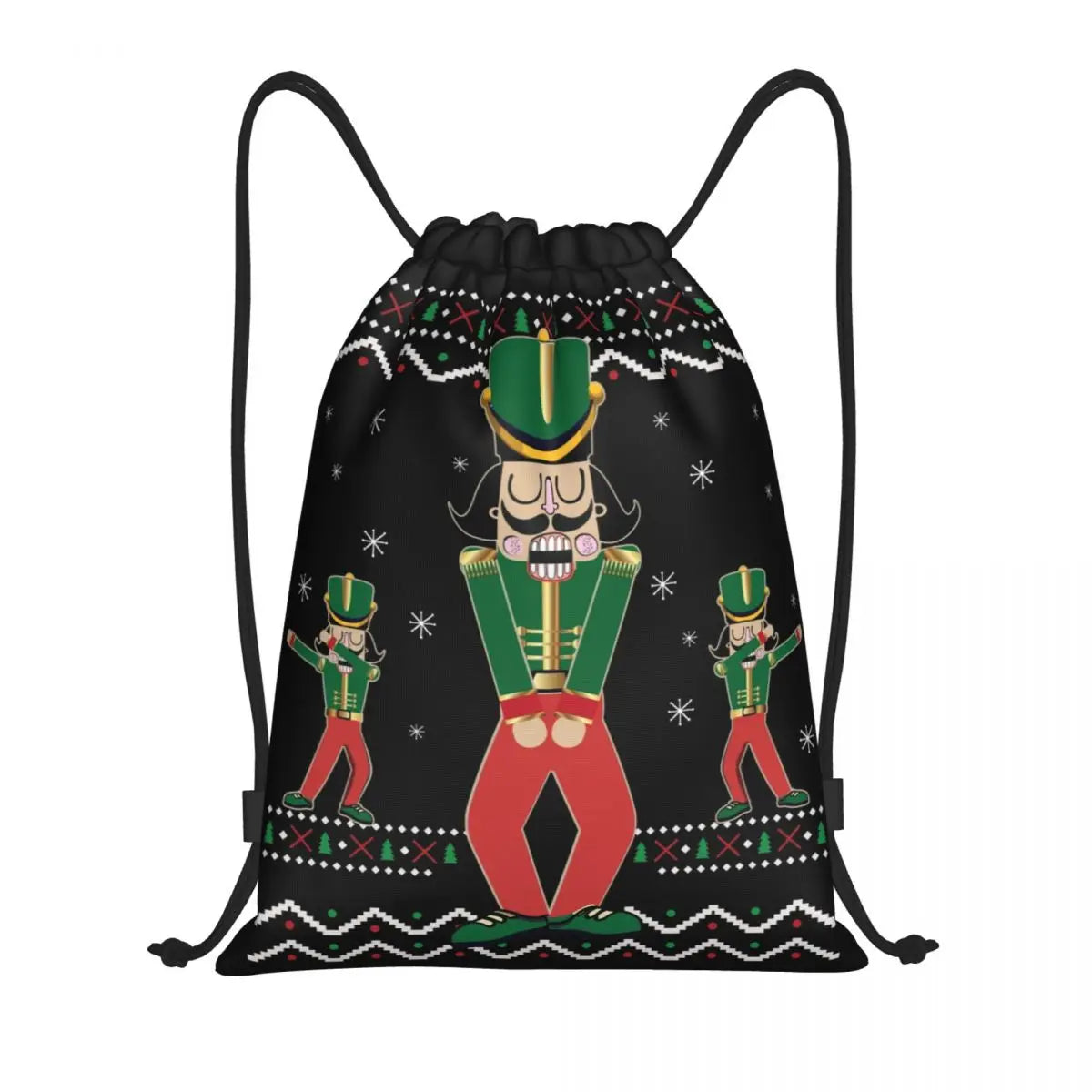 Custom Christmas Nutcrackers Toy Soldier Drawstring Bags for Training Yoga Backpacks Men Women Sports Gym Sackpack