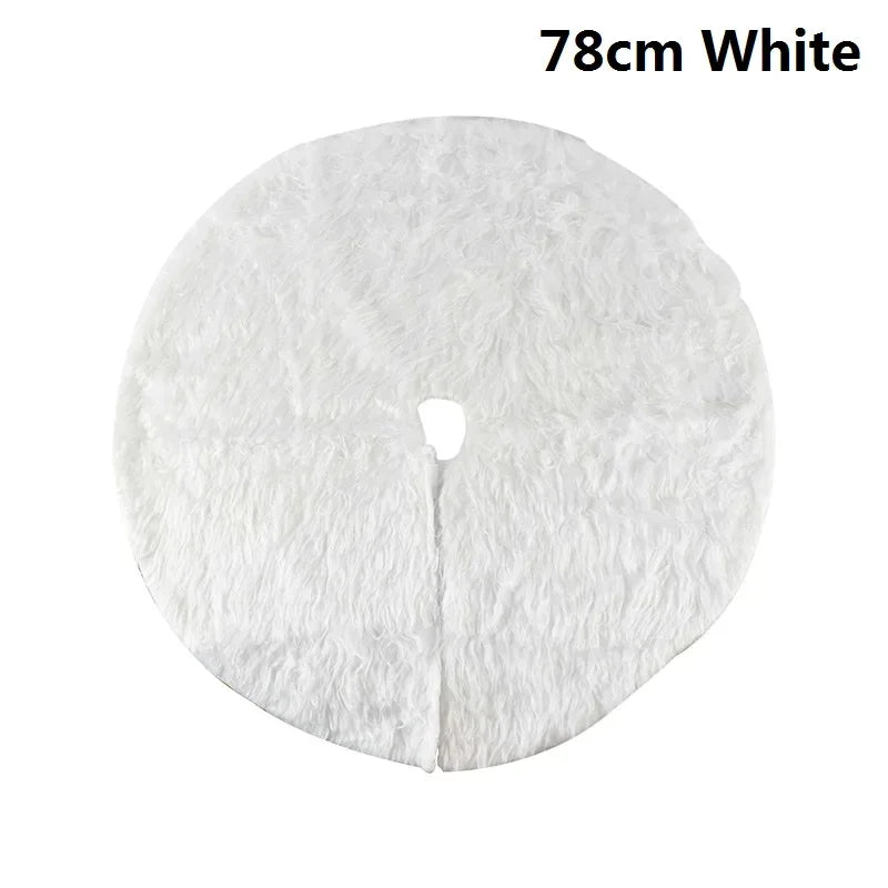 78/90/122cm Christmas Tree Skirt Faux Fur Carpet Snowflake White Plush Mat For Home Xmas Tree New Year Decor Noel Apron Ornament