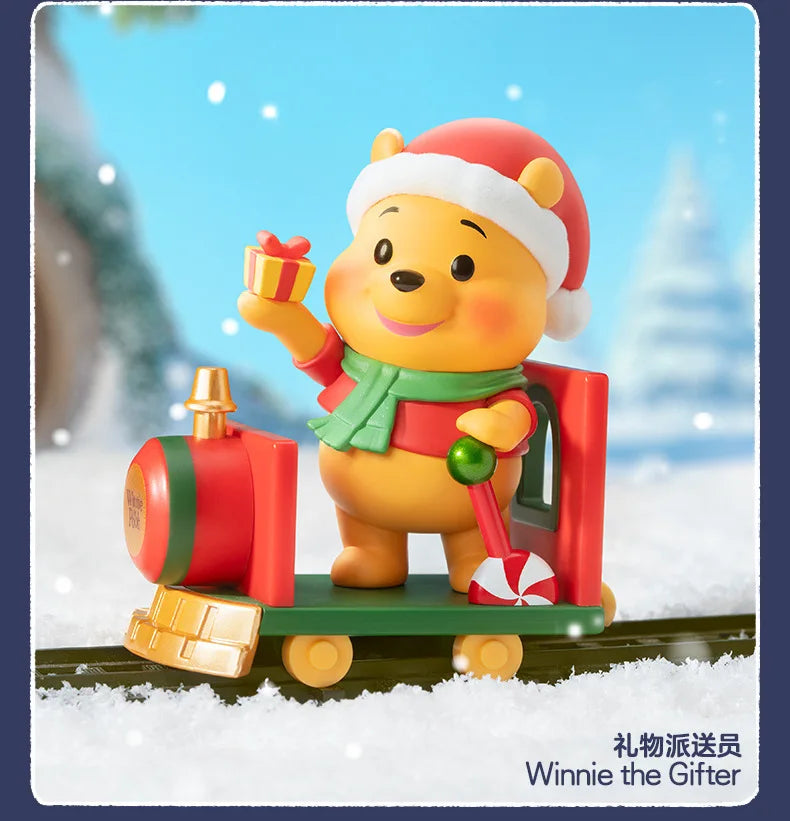 New Disney Christmas Winnie The Pooh Gift Delivery Series Blind Box Kawaii Winnie Figure Model Suprise Box Desk Decor Gift