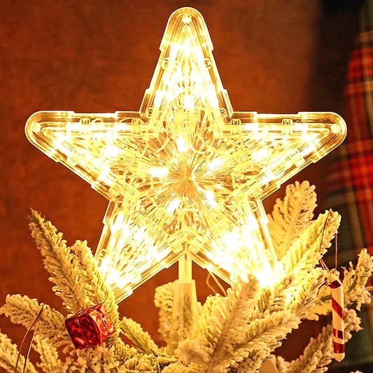 Xmas Star LED Night Light Christmas Tree Top Five-pointed Star Lamp Wedding Party Garden Chrismas Decoration Glowing Supplies