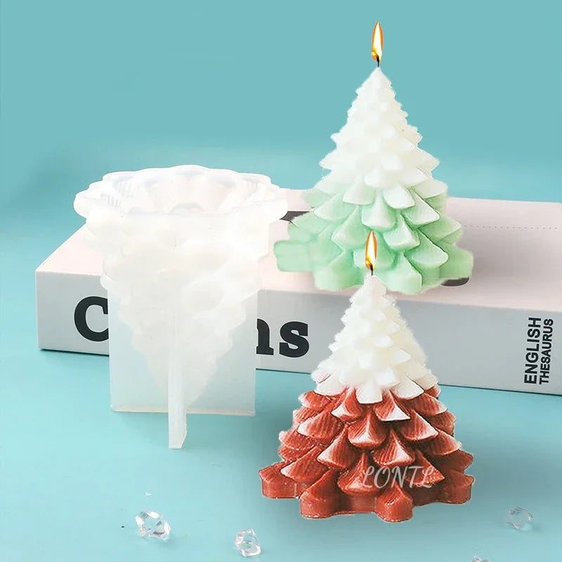 3D Pine Silicone Candle Molds Christmas Decoration Crafts Gypsum Crystal Resin Mold DIY soap chocolate baking tools Party gifts