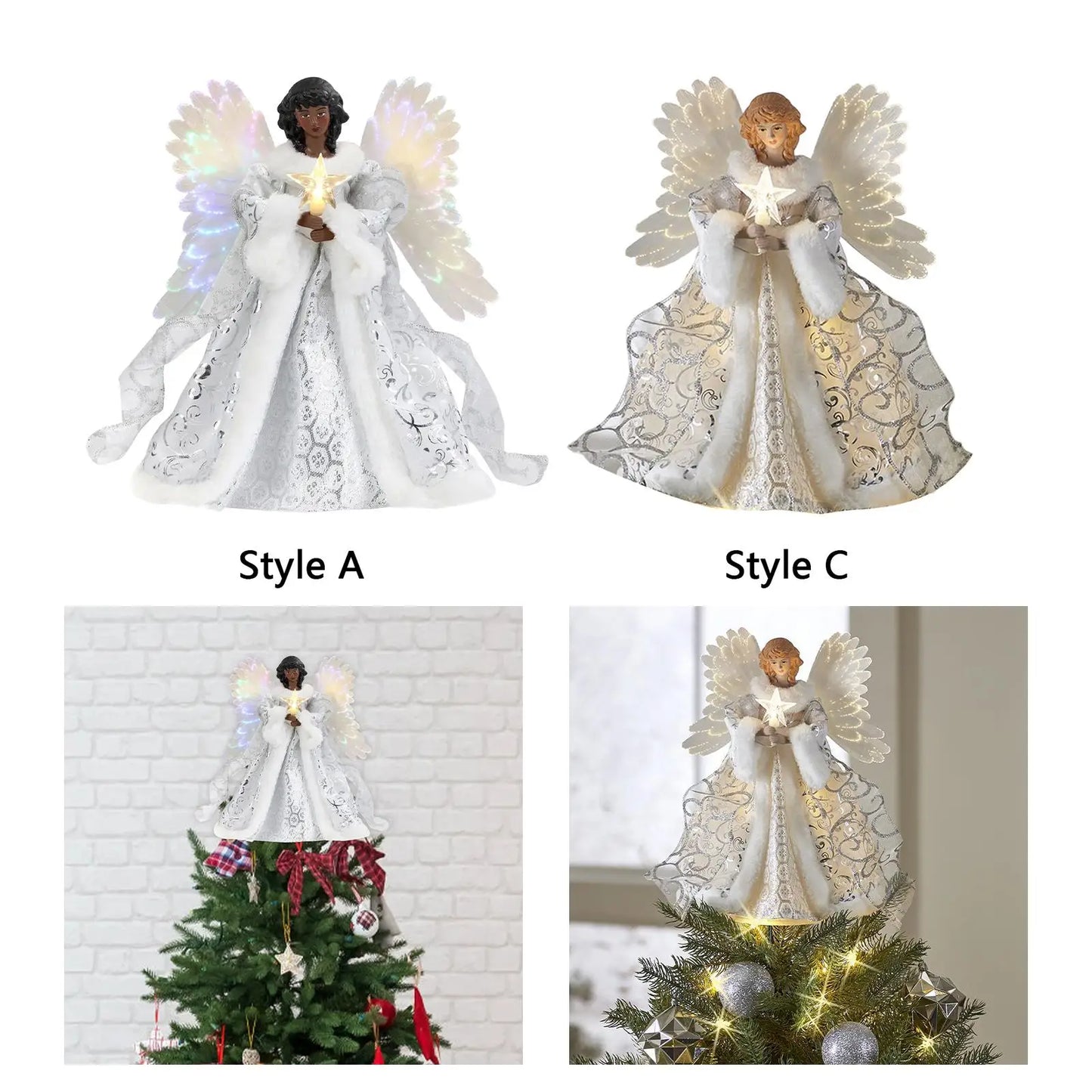 Angel Christmas Treetop Figurine 25*20cm Illuminated Ornament Decoration Angel