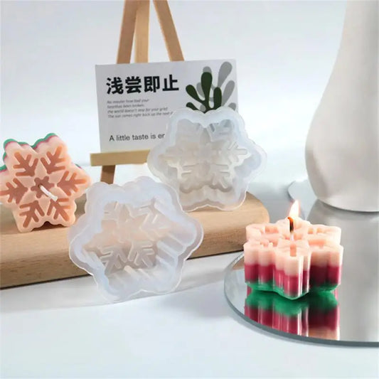 Christmas Snowflake Candle Silicone Mold Handmade Soap Aromatherapy Gypsum Resin Ice Mould Candle Making Kit Home Decor Gifts