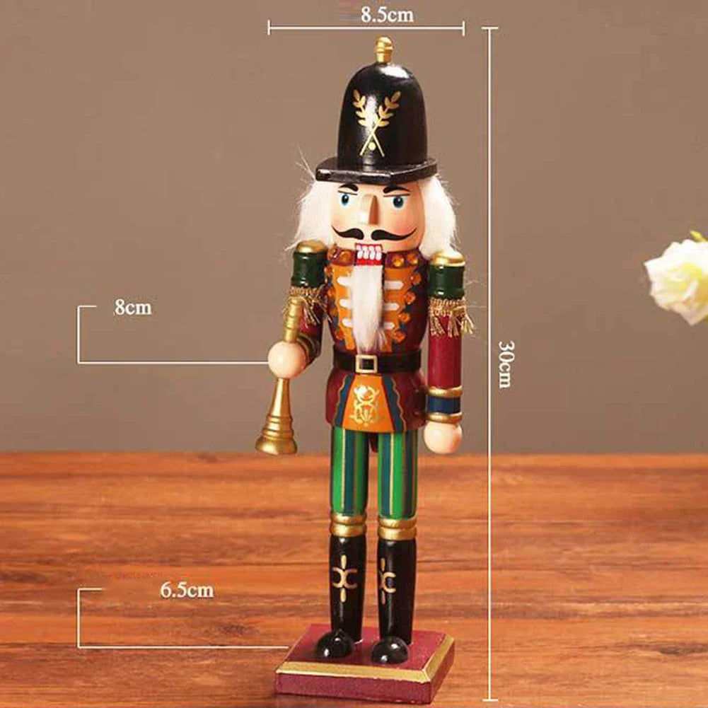 1pc 30CM Wooden Nutcracker Ornaments Puppet Traditional Painted Christmas Party Household Decoration Accessories