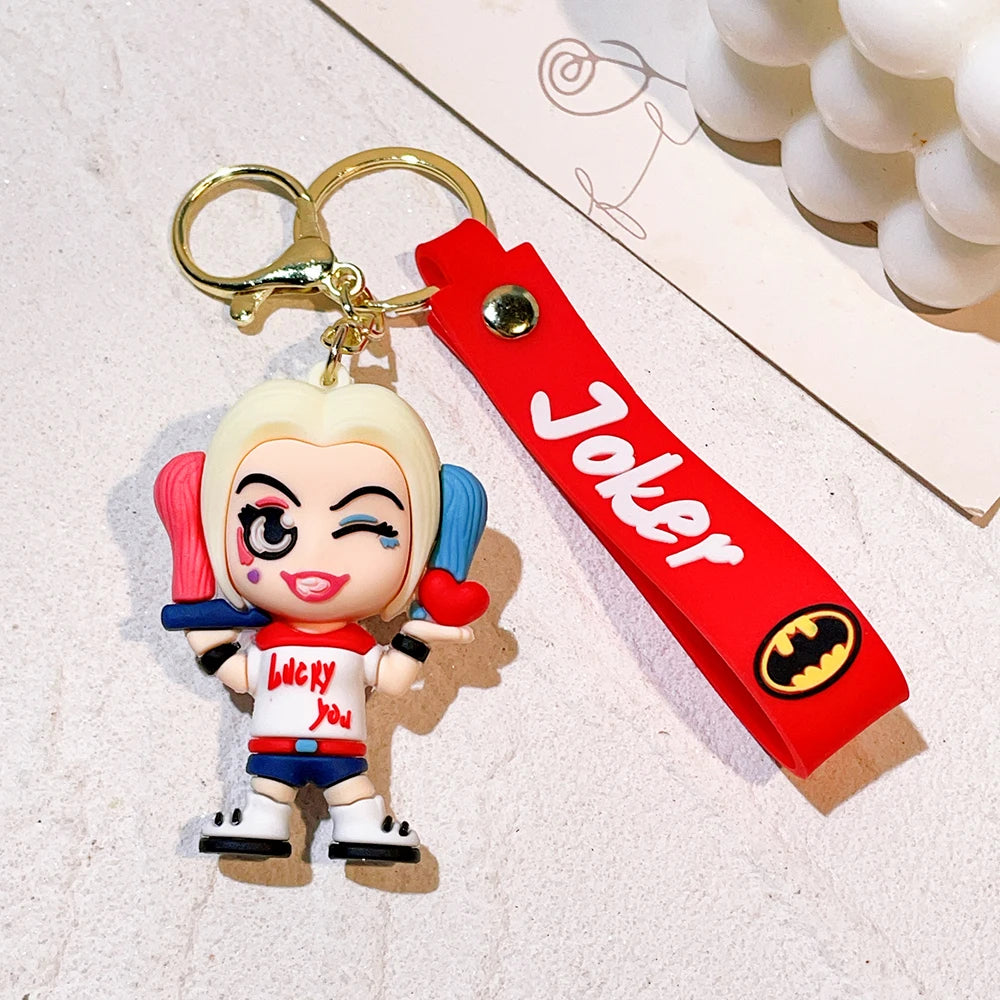 Cartoon Cute Batman Joker Harleen Quinzel Keychain for Women Men Fans Backpack Bag Car Keys Accessories Keys Holder