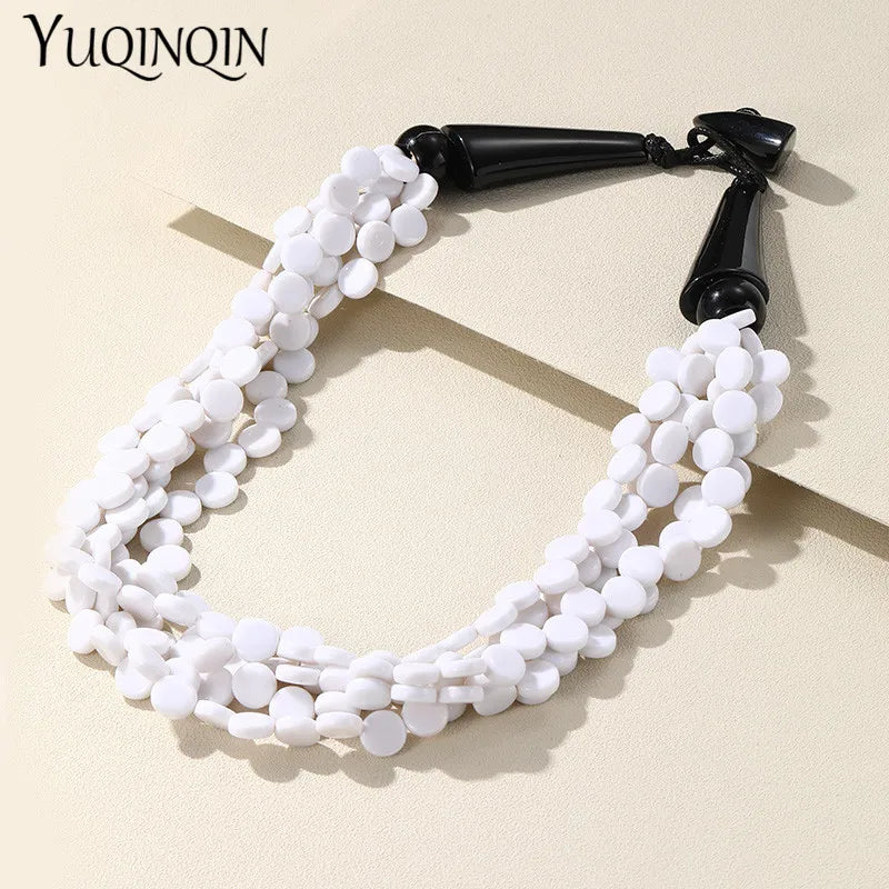 Trendy Colorful Resin Beads Chian Short Necklaces