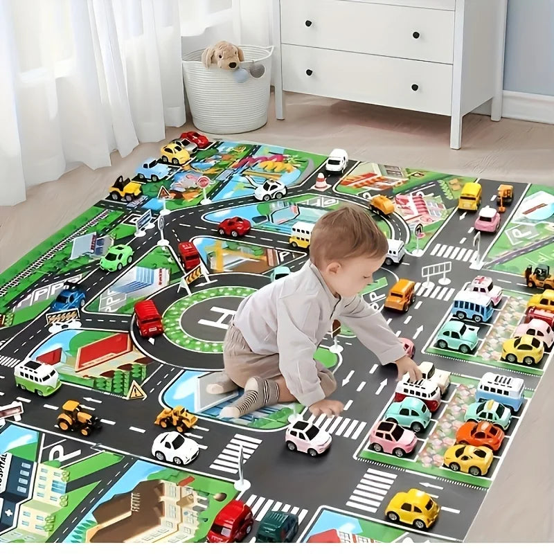 1pc, City Traffic Play Mat, Large Game Pad, Waterproof,  Interactive Road Map For Kids Playing With Toy Cars, Educational Tool