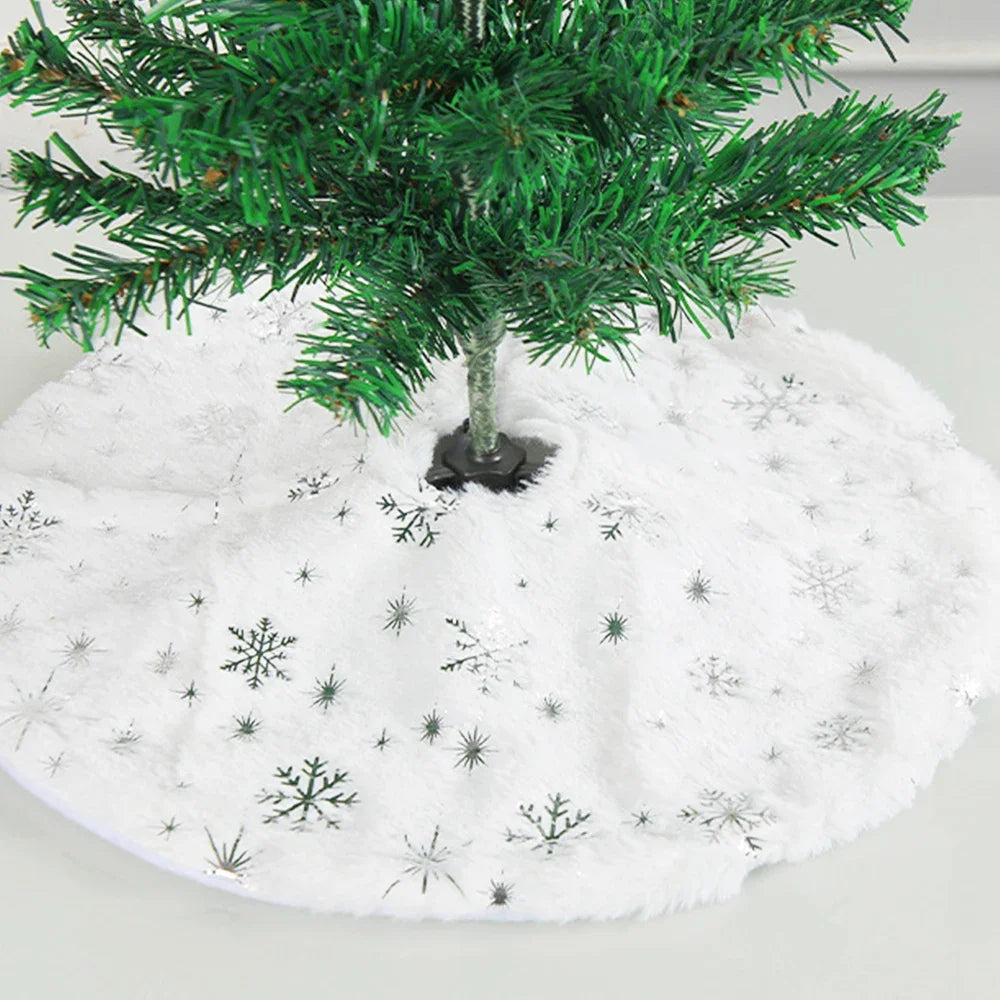 38/62cm Christmas Tree Skirt White Plush Carpet Christmas Tree Foot Cover Gold Snowflake Sequin Christmas New Year Decorations