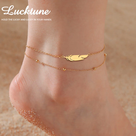 Feather Pendant Anklets