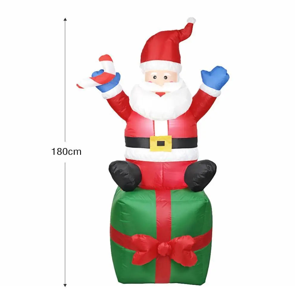 Santa Claus Inflatable Mold for Christmas Decoration  Luminous Doll Snowman Giant LED Light Party Gift Outdoor Garden Decora