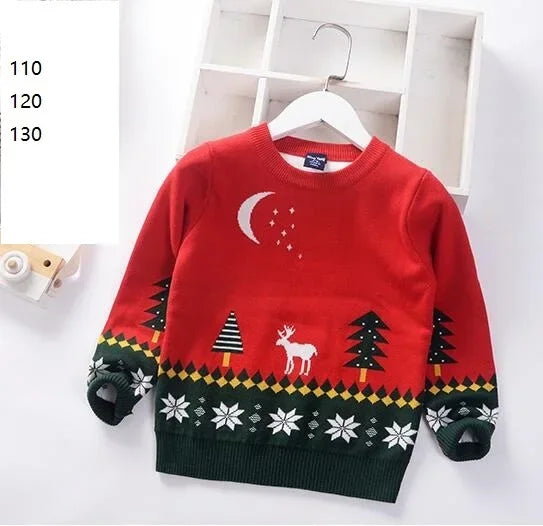 2024 Autumn Winter Kids Christmas Sweater Boys Girls Pullover Coat Children Clothing Baby Cotton Thick Wool Top Santa Claus 1-7y