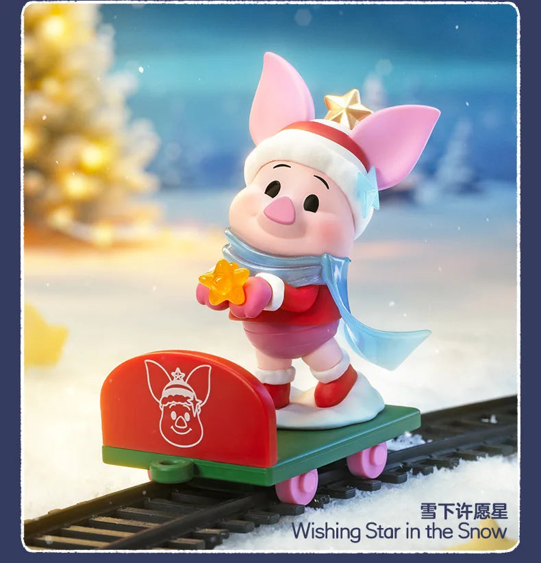 New Disney Christmas Winnie The Pooh Gift Delivery Series Blind Box Kawaii Winnie Figure Model Suprise Box Desk Decor Gift