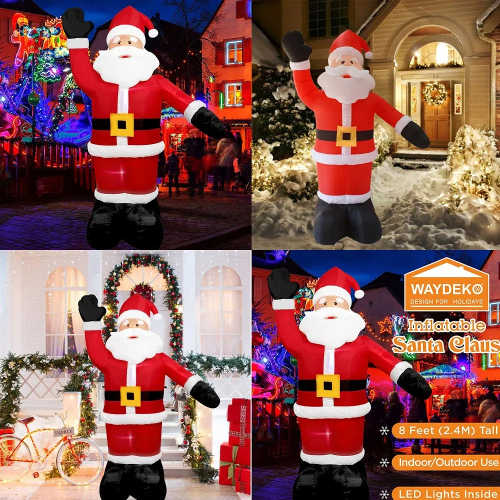 Santa Claus Inflatable Mold for Christmas Decoration  Luminous Doll Snowman Giant LED Light Party Gift Outdoor Garden Decora