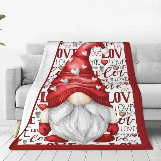 Christmas Gnome Knitted Blanket Valentine Love New Year Flannel Throw Blankets Summer Air Conditioning Lightweight Bedspreads