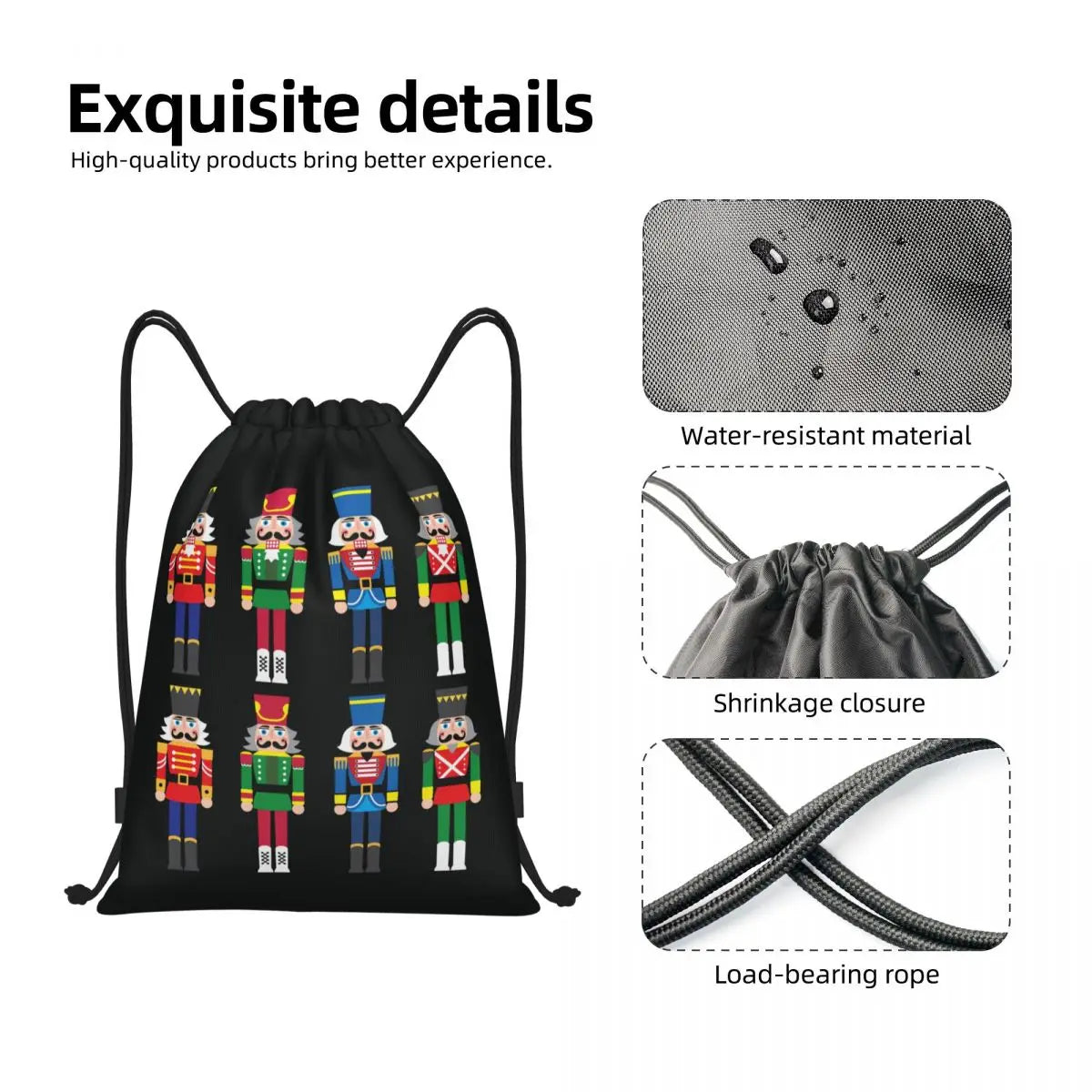 Custom Christmas Nutcrackers Toy Soldier Drawstring Bags for Training Yoga Backpacks Men Women Sports Gym Sackpack