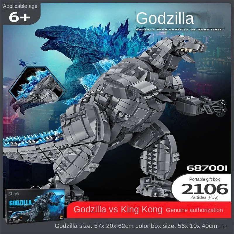 Assembling building blocks compatible with LEGO Godzilla vs. Kong, difficult assembly model, mechanical monster ornament toy