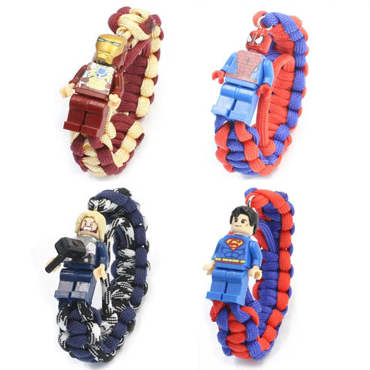 Marvel Avengers Captain America IronMan Spider-Man Personalized Creative Cartoon Building Blocks Braided Bracelet Christmas Gift