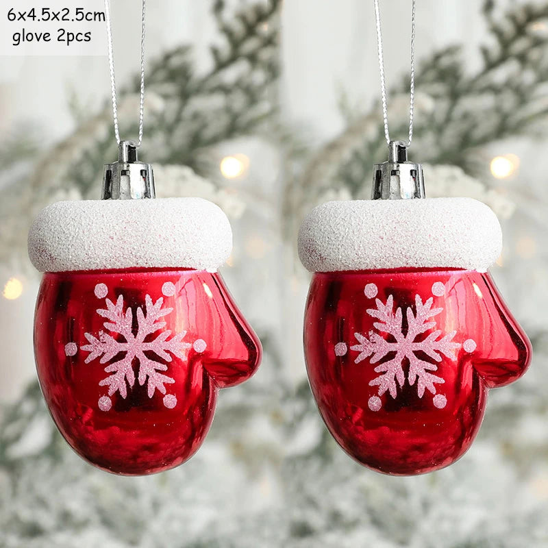 2pcs Christmas Decorations Santa Claus Snowman Ice Cream Christmas Tree Hanging Pendant Noel Natale Xmas Gift New Year Ornaments