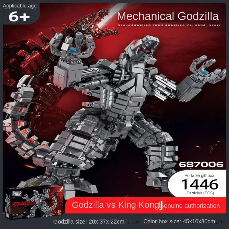 Assembling building blocks compatible with LEGO Godzilla vs. Kong, difficult assembly model, mechanical monster ornament toy