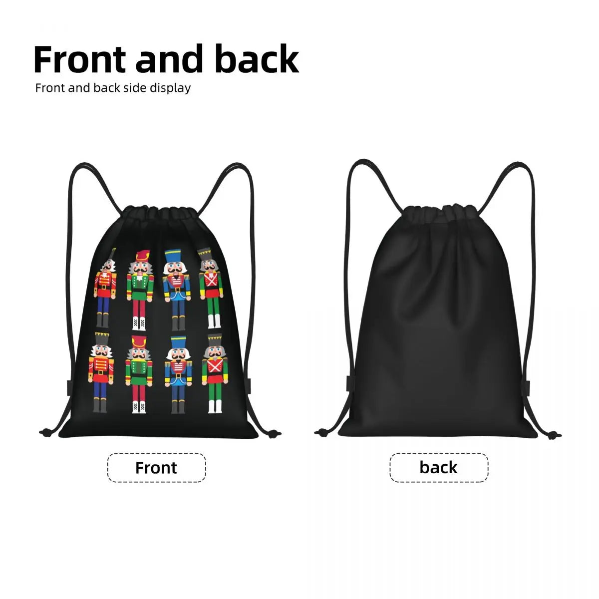 Custom Christmas Nutcrackers Toy Soldier Drawstring Bags for Training Yoga Backpacks Men Women Sports Gym Sackpack