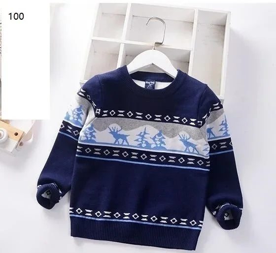 2024 Autumn Winter Kids Christmas Sweater Boys Girls Pullover Coat Children Clothing Baby Cotton Thick Wool Top Santa Claus 1-7y