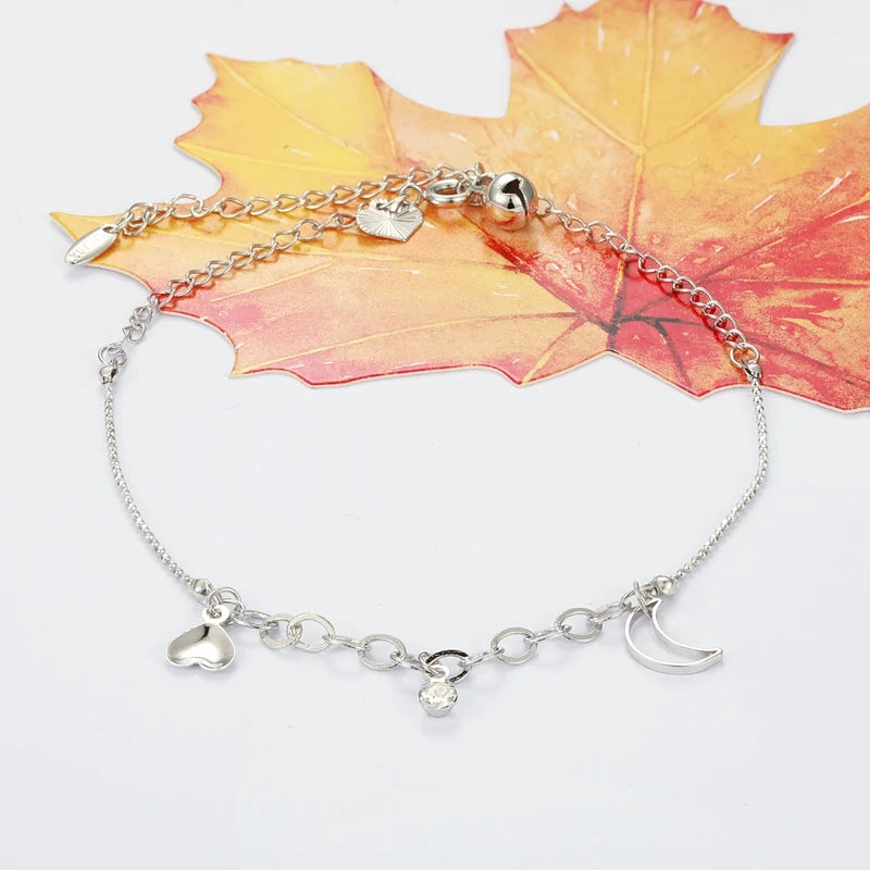 Star heart and moon anklet