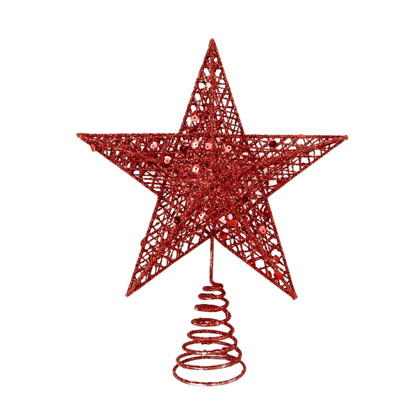 Christmas Five-pointed Star Decoration Sparkling Xmas Decoration Gold Red Glitter 5 Point Star Christmas Tree Topper Ornaments