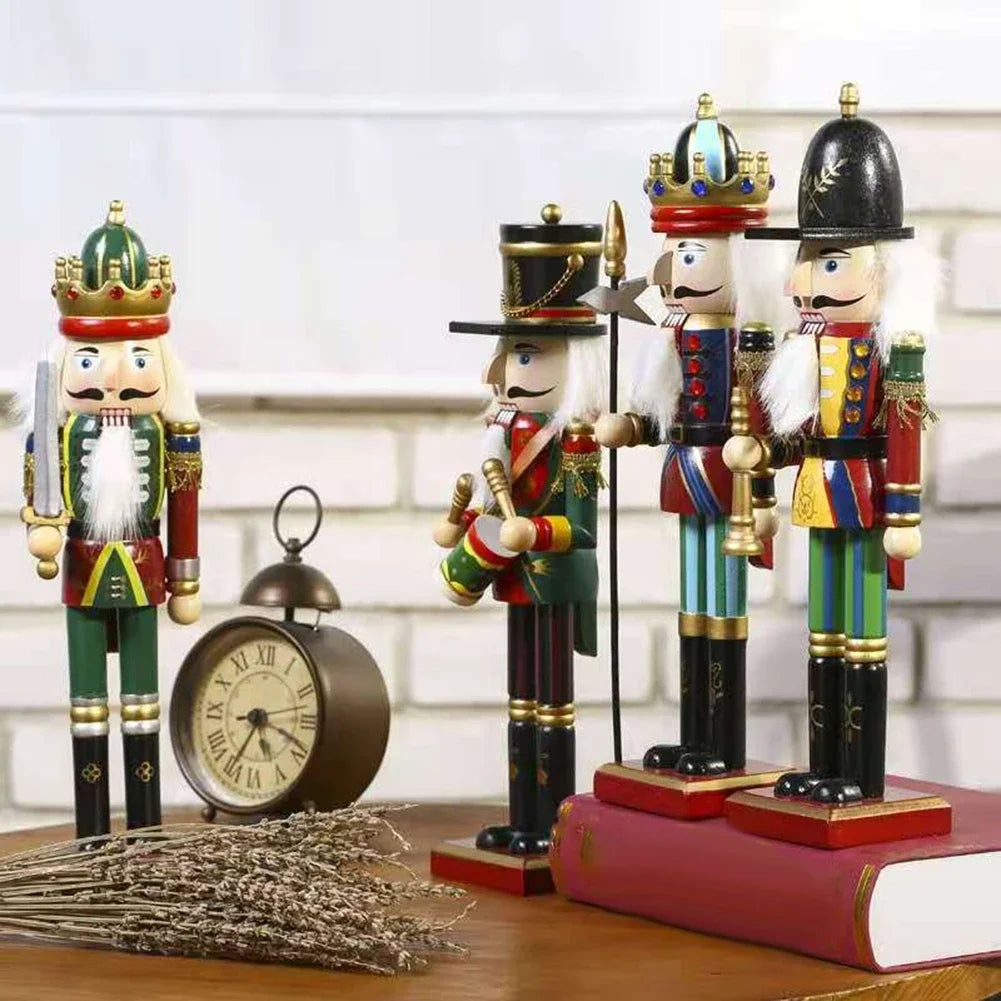 1pc 30CM Wooden Nutcracker Ornaments Puppet Traditional Painted Christmas Party Household Decoration Accessories