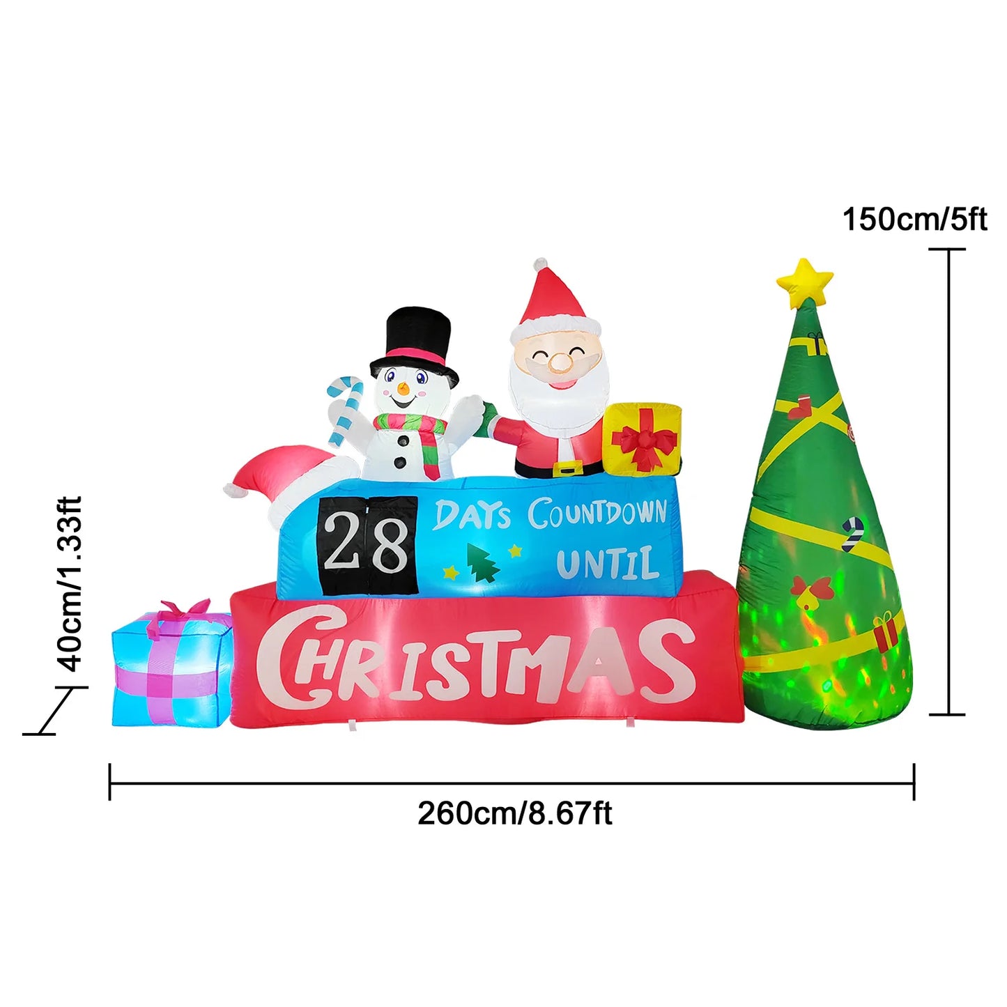 Santa Claus Inflatable Mold for Christmas Decoration  Luminous Doll Snowman Giant LED Light Party Gift Outdoor Garden Decora