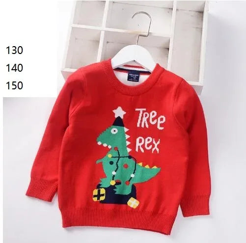 2024 Autumn Winter Kids Christmas Sweater Boys Girls Pullover Coat Children Clothing Baby Cotton Thick Wool Top Santa Claus 1-7y