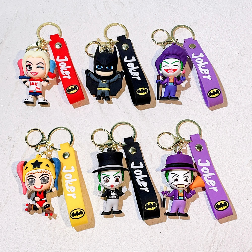 Cartoon Cute Batman Joker Harleen Quinzel Keychain for Women Men Fans Backpack Bag Car Keys Accessories Keys Holder