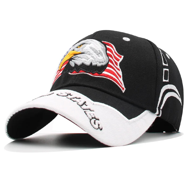 New Eagle Baseball Cap Patriotic Bald Eagle and American Flag Snapback Caps