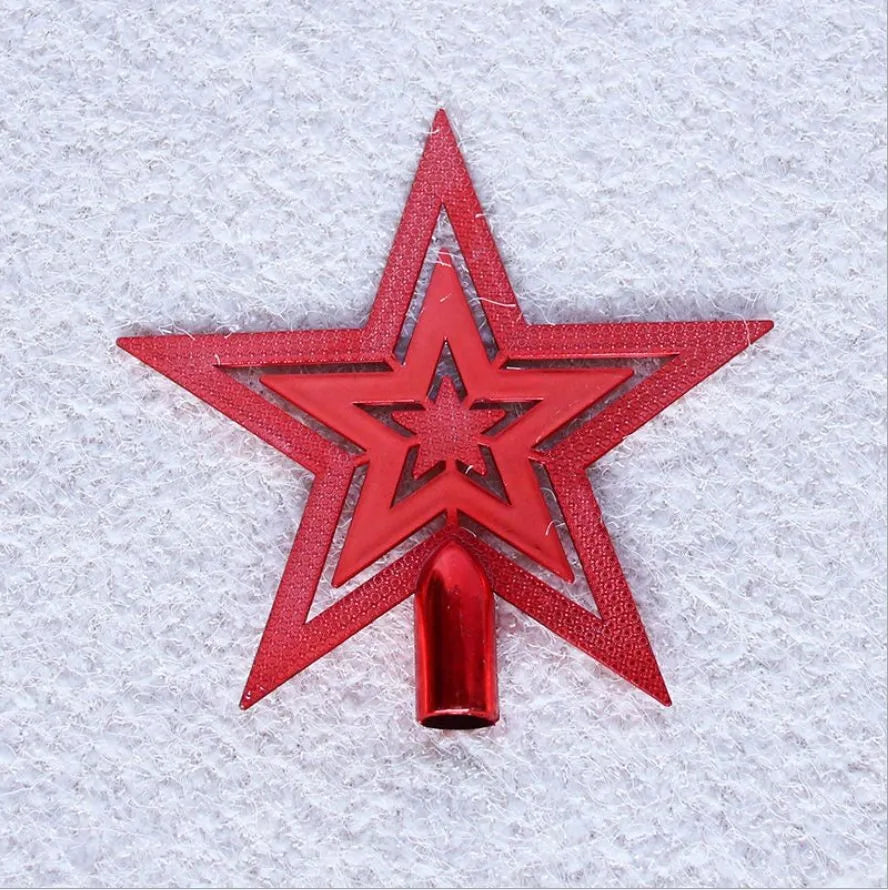 2PCS 10cm 15cm 20cm Explosive Christmas Decoration Gold Red Five-pointed Star Christmas Tree Top Decoration Accessories