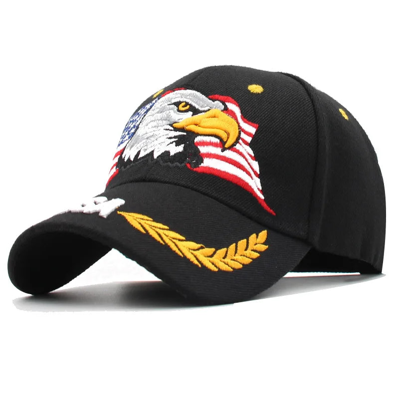 New Eagle Baseball Cap Patriotic Bald Eagle and American Flag Snapback Caps