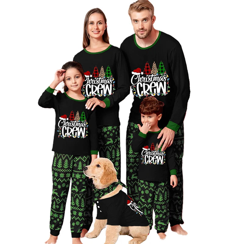 Christmas Family Pajamas Matching Set Short Sleeve Snowflake Print T-shirt with Santa Claus Print Shorts Sleepwear Loungewear