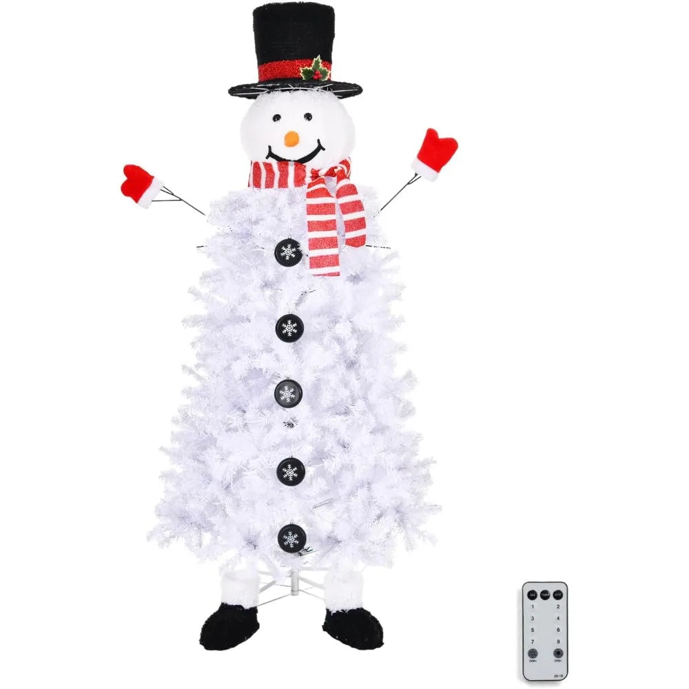 Pre-lit Christmas Tree , Snowman Xmas Tree w/ 220 LED Lights & 708 Tips, Artificial Christmas Tree for Holiday, Party