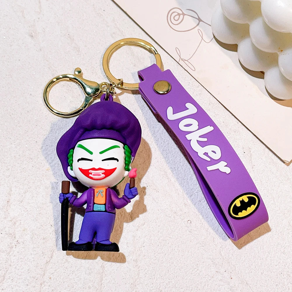 Cartoon Cute Batman Joker Harleen Quinzel Keychain for Women Men Fans Backpack Bag Car Keys Accessories Keys Holder