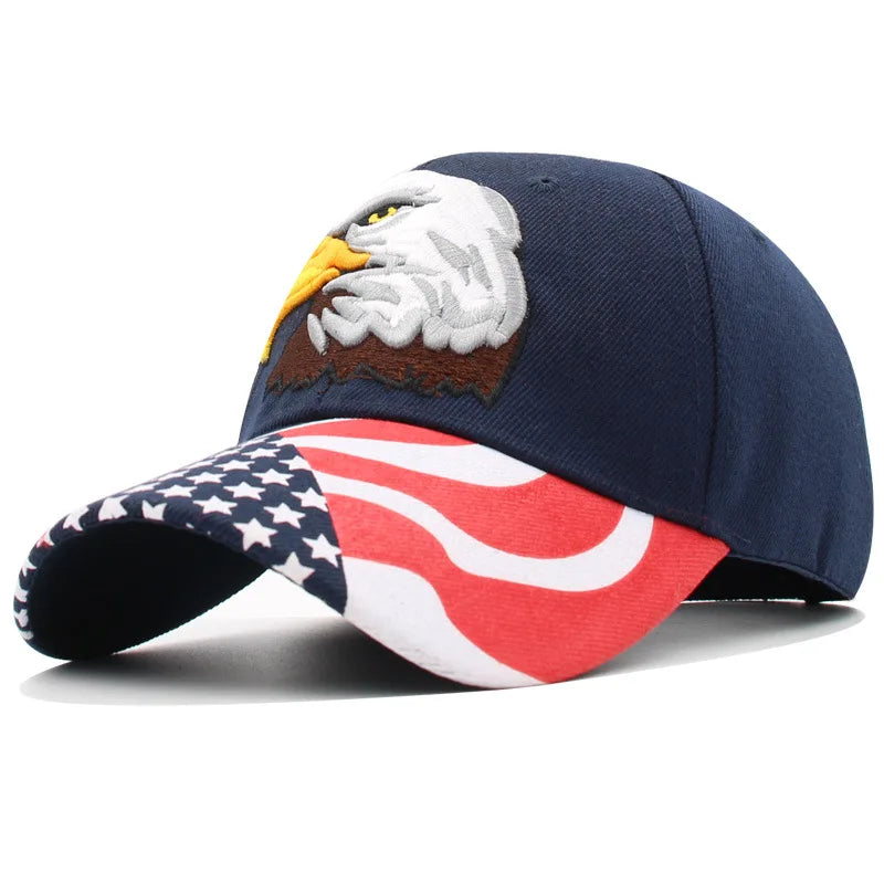 New Eagle Baseball Cap Patriotic Bald Eagle and American Flag Snapback Caps