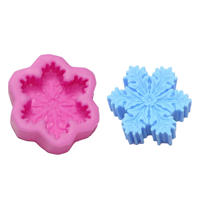 Christmas Snowflake Silicone Candle Mold Soap DIY Aromatherapy Plaster Candle Decorating Mould Candy Chocolate Making Tool Decor