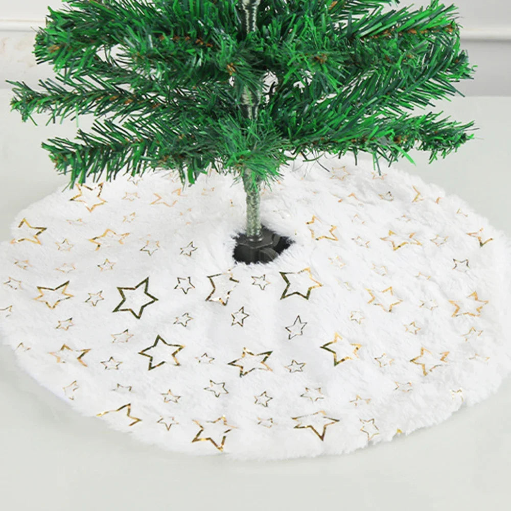 38/62cm Christmas Tree Skirt White Plush Carpet Christmas Tree Foot Cover Gold Snowflake Sequin Christmas New Year Decorations