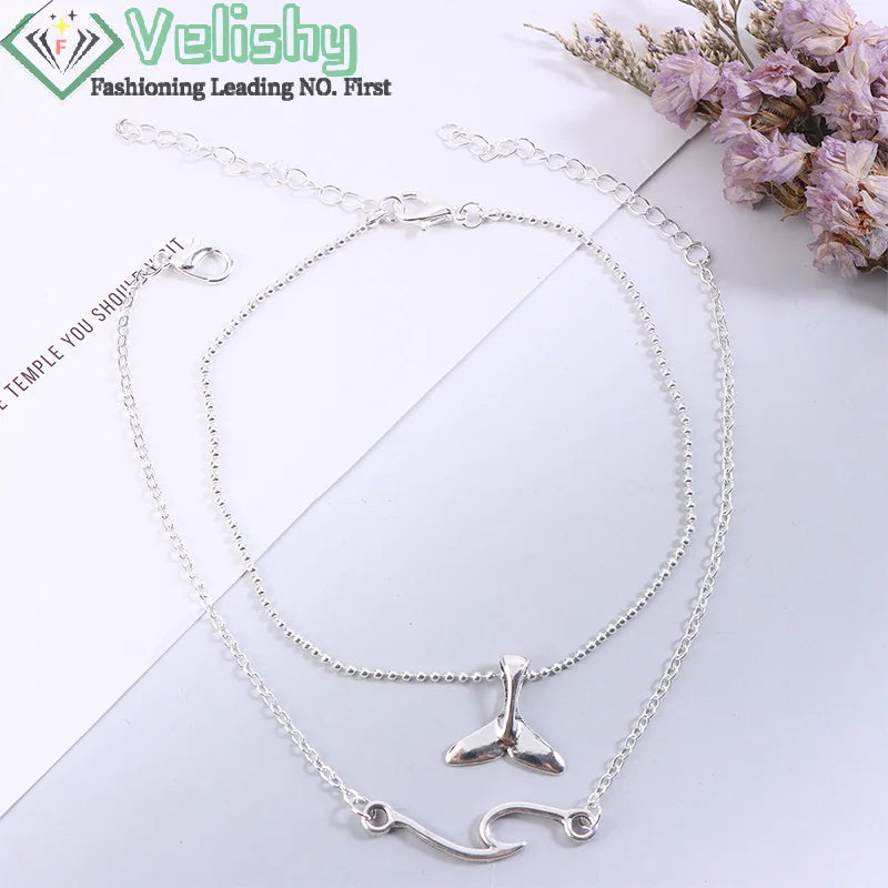 Bohemian Ocean Wave Whale Tail Anklet
