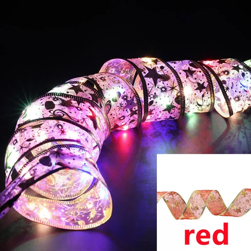 Christmas Decoration LED Ribbon Fairy Lights Christmas Tree Ornaments for Home DIY Bows Light String Navidad New Year 2024