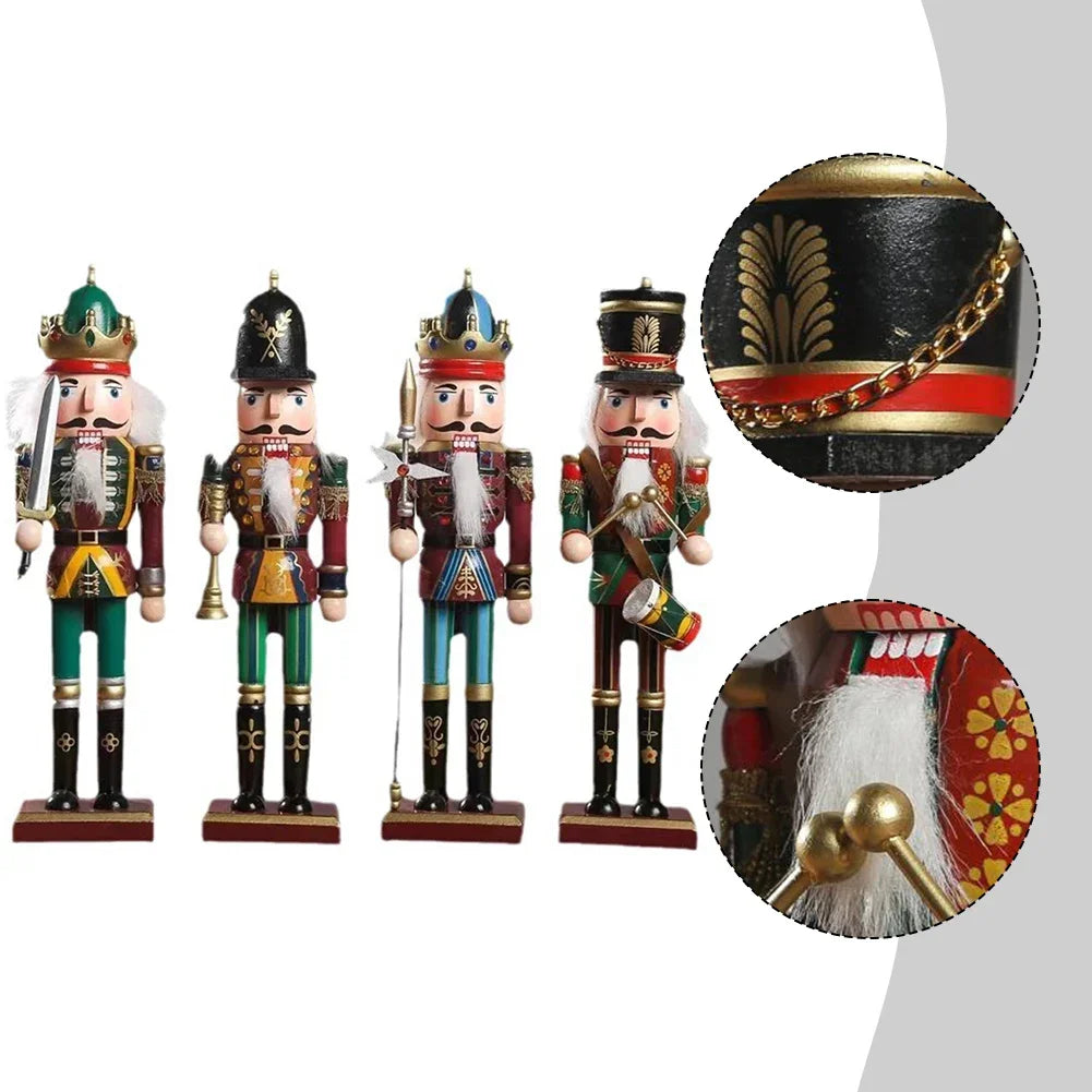 1pc 30CM Wooden Nutcracker Ornaments Puppet Traditional Painted Christmas Party Household Decoration Accessories