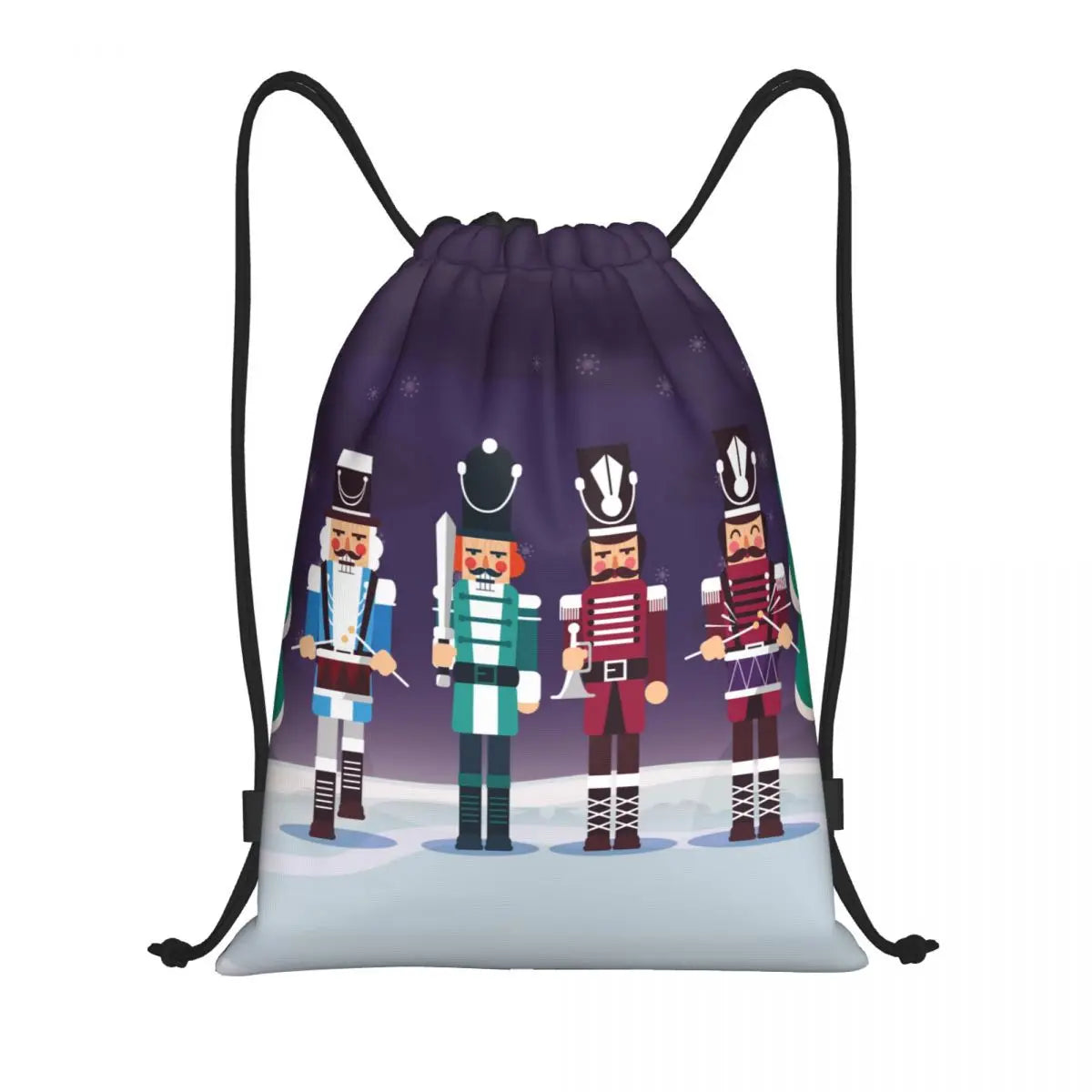 Custom Christmas Nutcrackers Toy Soldier Drawstring Bags for Training Yoga Backpacks Men Women Sports Gym Sackpack