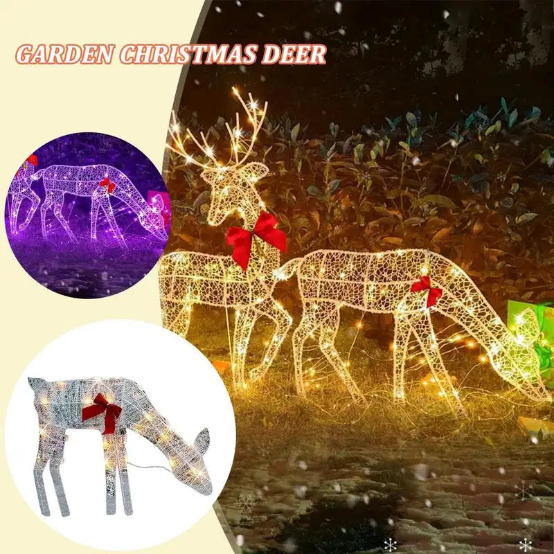 1-3Pcs Acrylic Elk Deer LED Light Reindeer Family Decor Lighted Deer Christmas Decor Bucks Light Up Indoor Outdoor Garden Yard