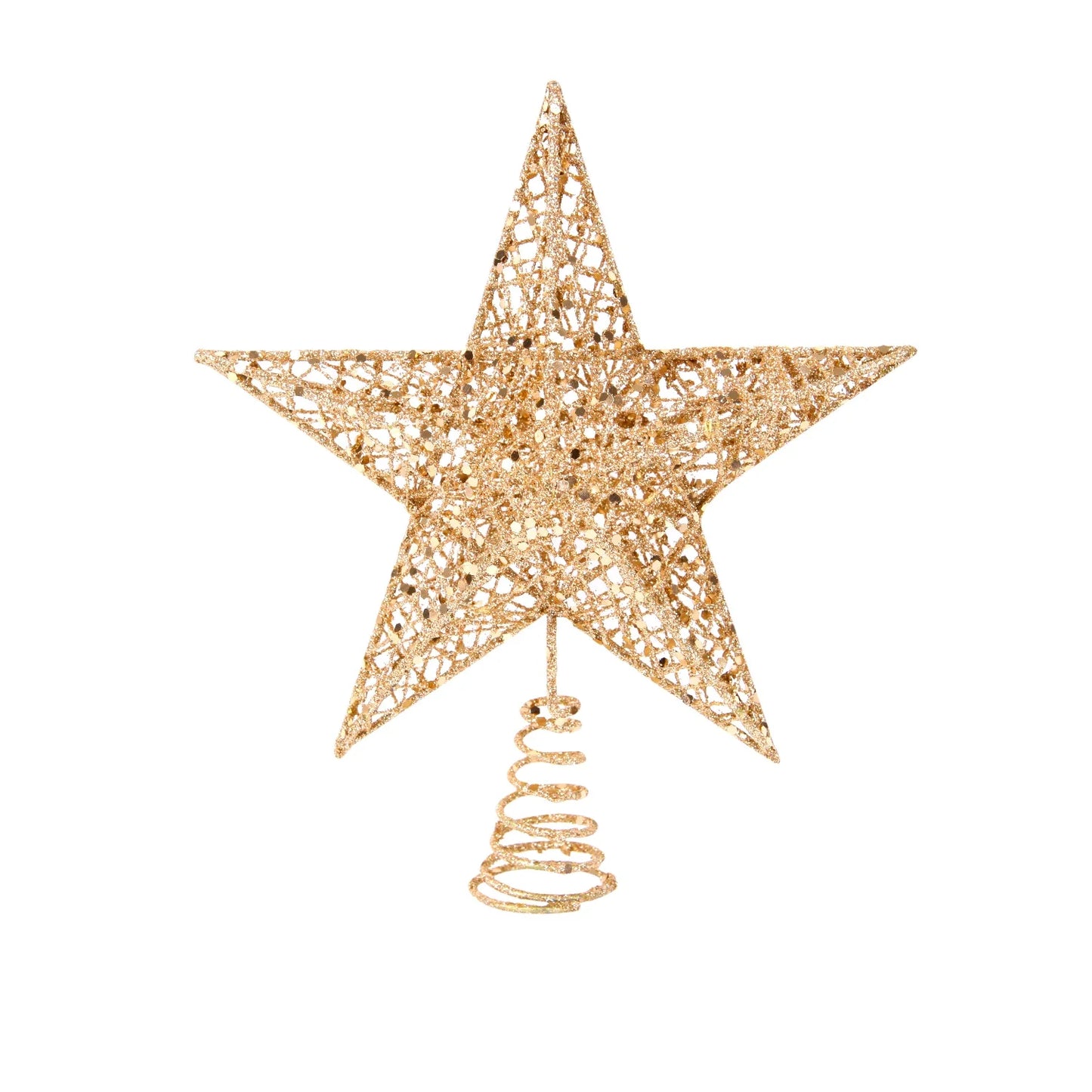 Christmas Five-pointed Star Decoration Sparkling Xmas Decoration Gold Red Glitter 5 Point Star Christmas Tree Topper Ornaments