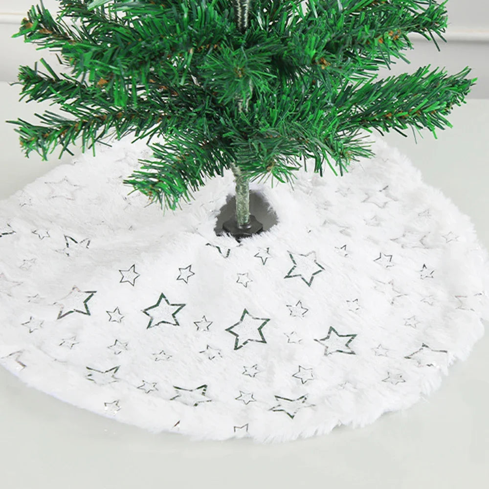 38/62cm Christmas Tree Skirt White Plush Carpet Christmas Tree Foot Cover Gold Snowflake Sequin Christmas New Year Decorations