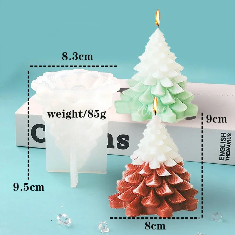 3D Pine Silicone Candle Molds Christmas Decoration Crafts Gypsum Crystal Resin Mold DIY soap chocolate baking tools Party gifts