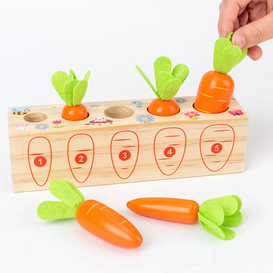 Kids Shape Matching Puzzle Toys Montessori Educational Learning-Toys Baby Carrot Harvest Games Wooden Toy Sorters For Children