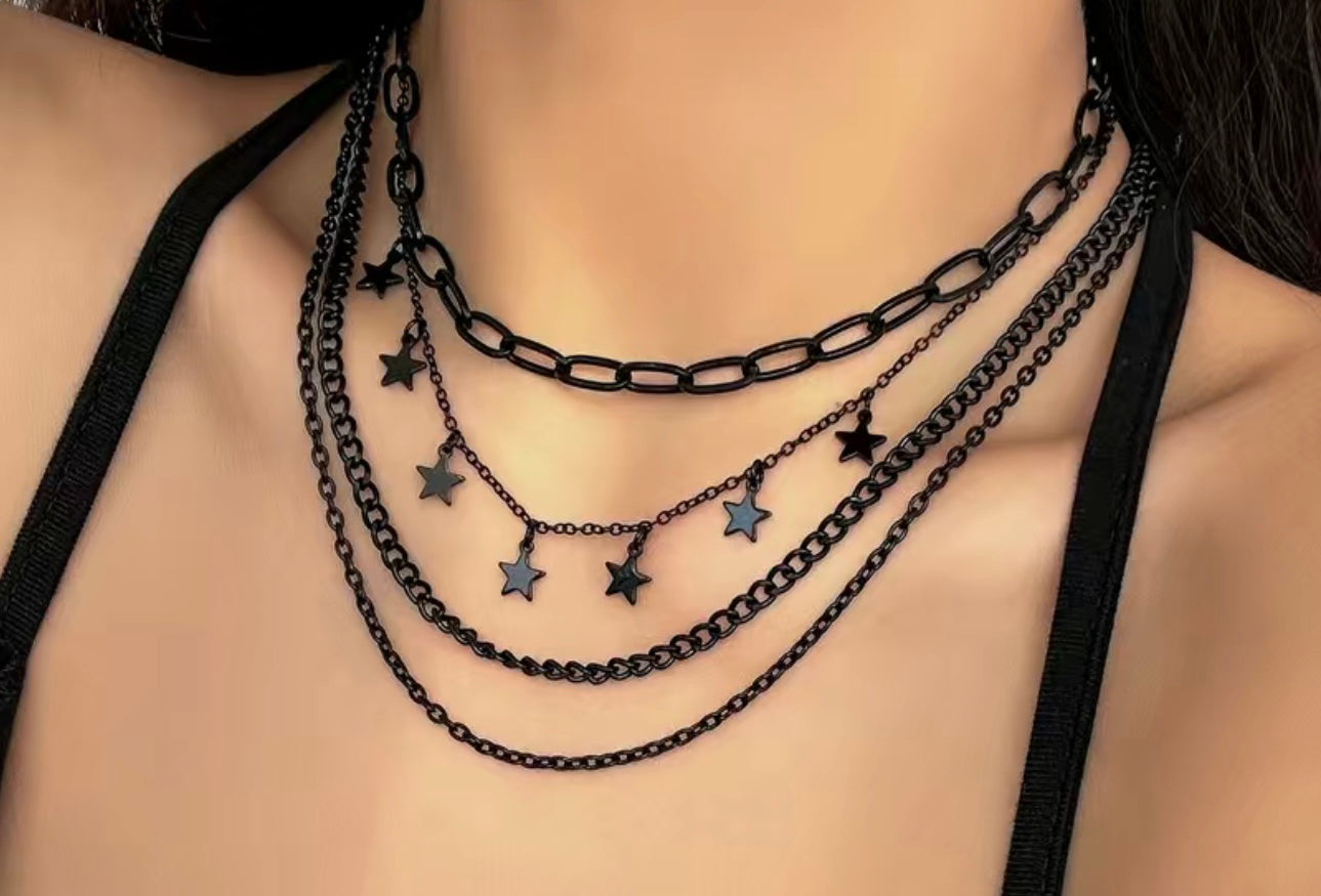 Black Star layered necklace